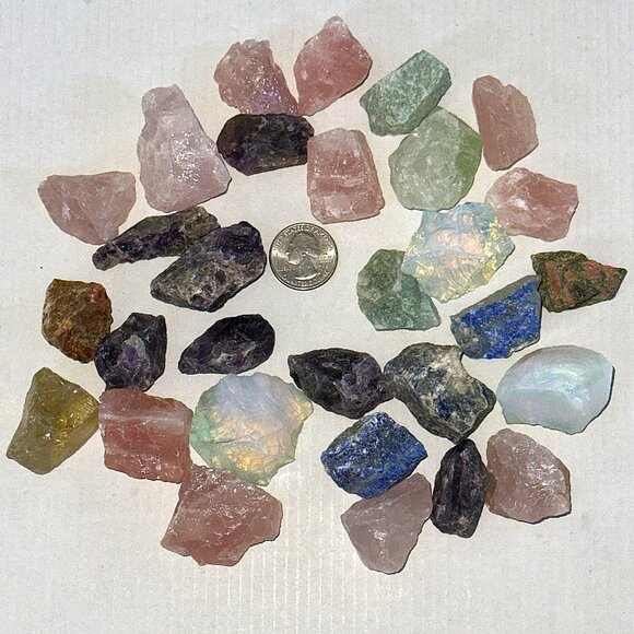 NEW Natural Rough Gemstone Lot – Over 1 Pound of Mixed Crystals 🌙 - Picture 1 of 8
